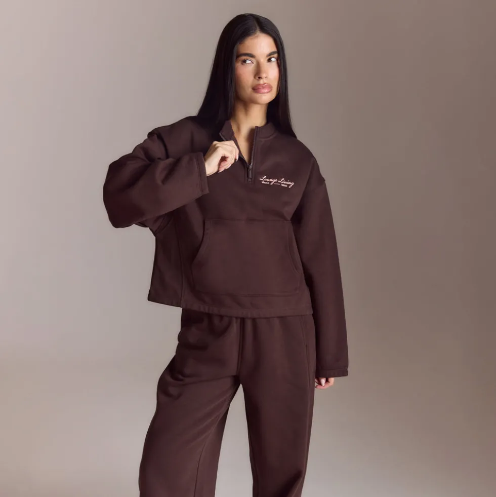 Pull avec Quart de Zip Lounge Living - Chocolat