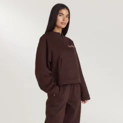 Pull avec Quart de Zip Lounge Living - Chocolat