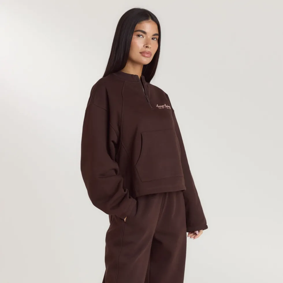 Pull avec Quart de Zip Lounge Living - Chocolat