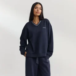 Pull à Col en V - Bleu Foncé
