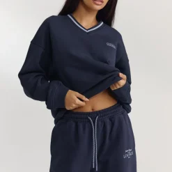 Pull à Col en V - Bleu Foncé
