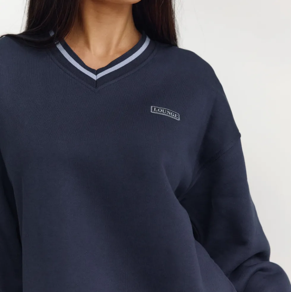 Pull à Col en V - Bleu Foncé