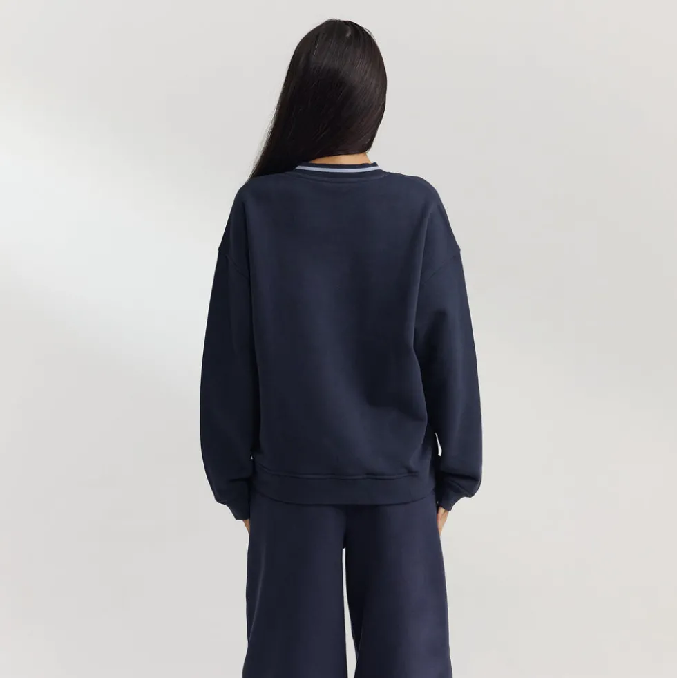 Pull à Col en V - Bleu Foncé