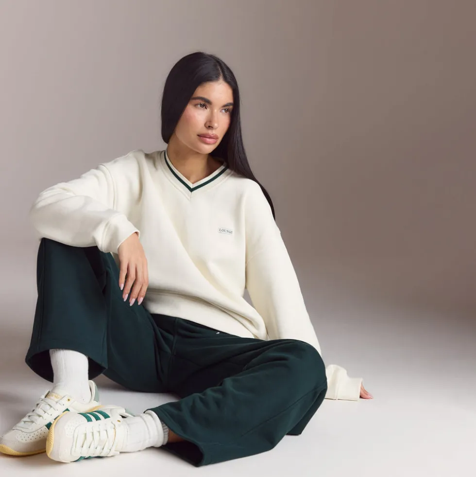 Pull à Col en V Lounge Living - Crème