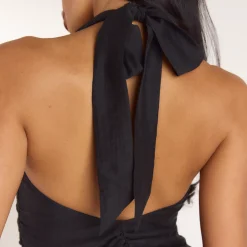 Robe Courte avec Fronces en Tencel - Noir
