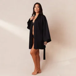 Robe de Chambre Signature Satiné - Noir