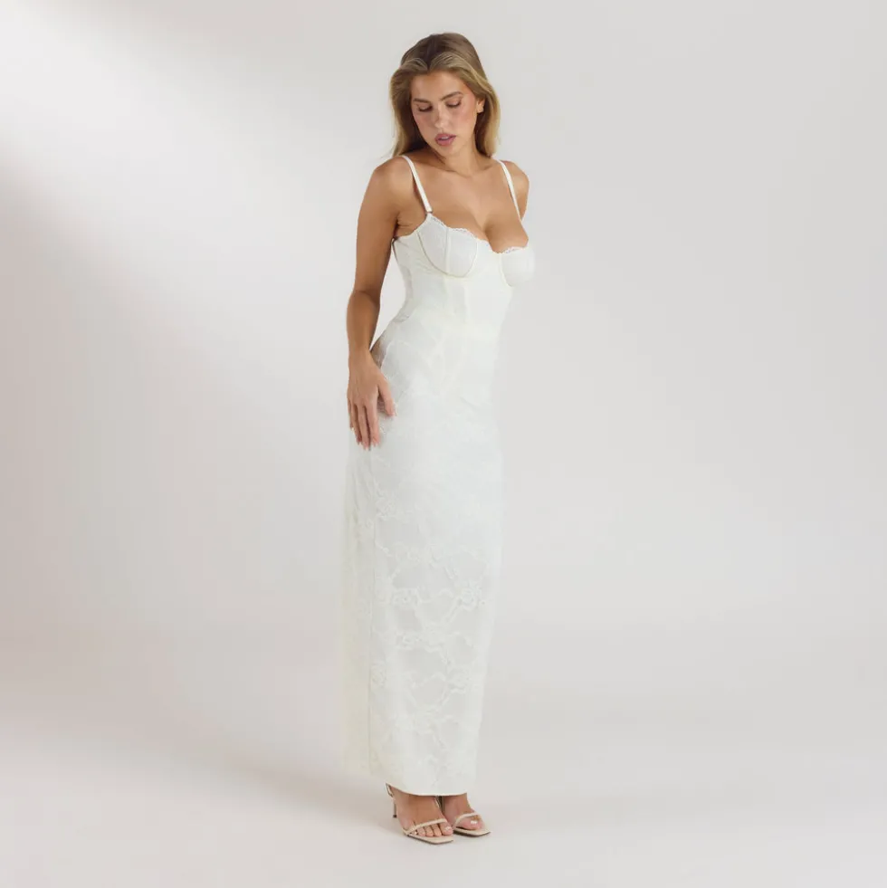 Robe Longue avec Body Blossom - Crème