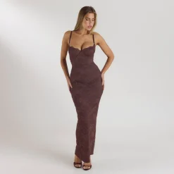 Robe Longue avec Body Blossom - Chocolat