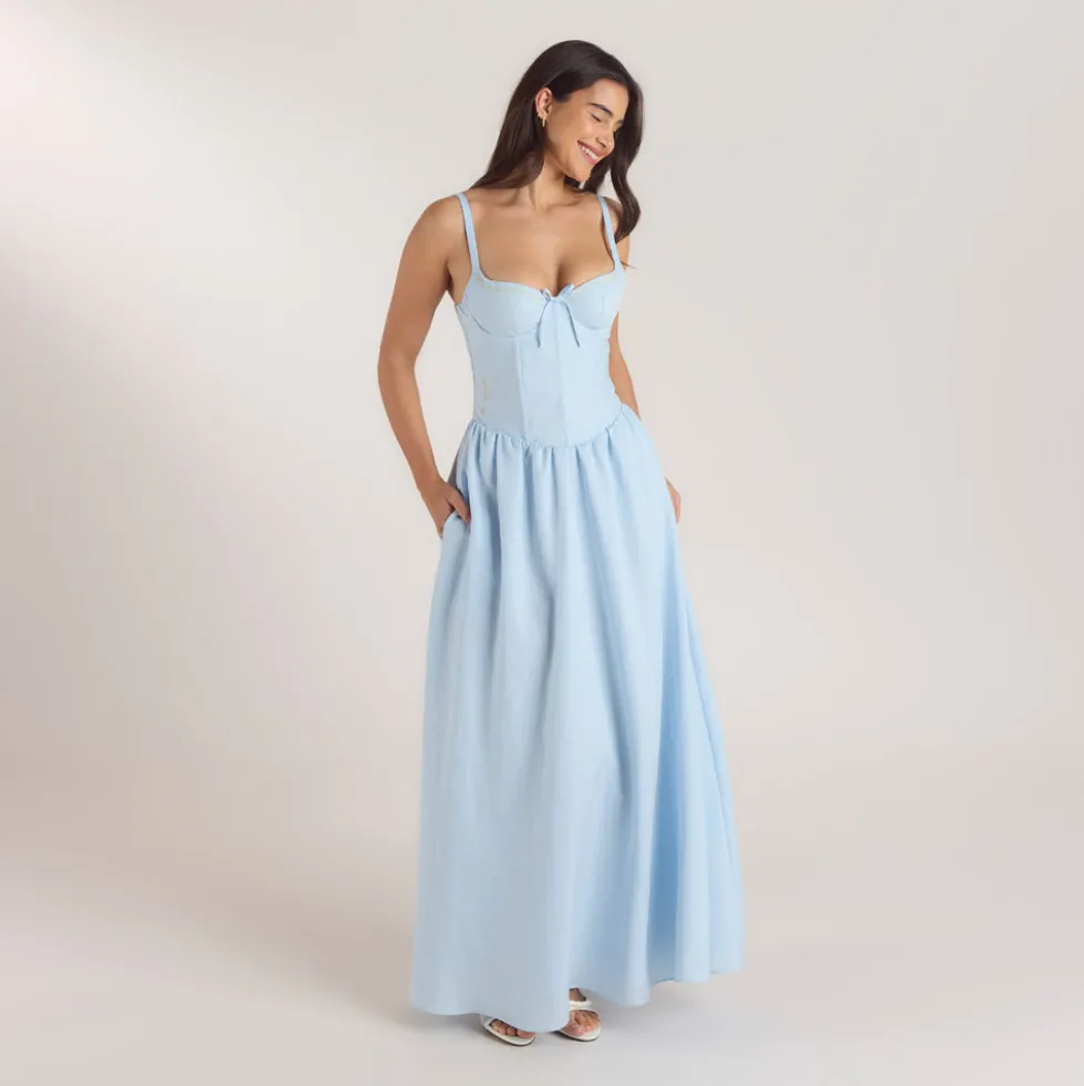 Robe Maxi Corset - Bleu