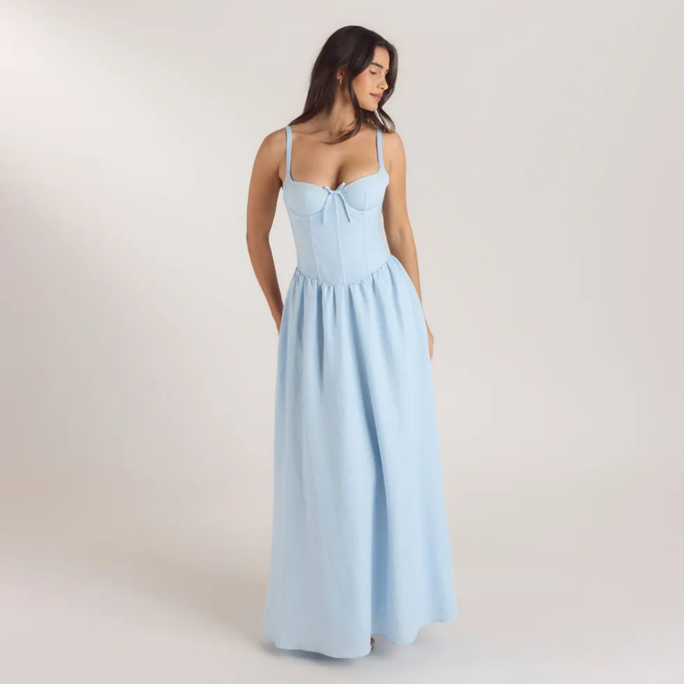 Robe Maxi Corset - Bleu
