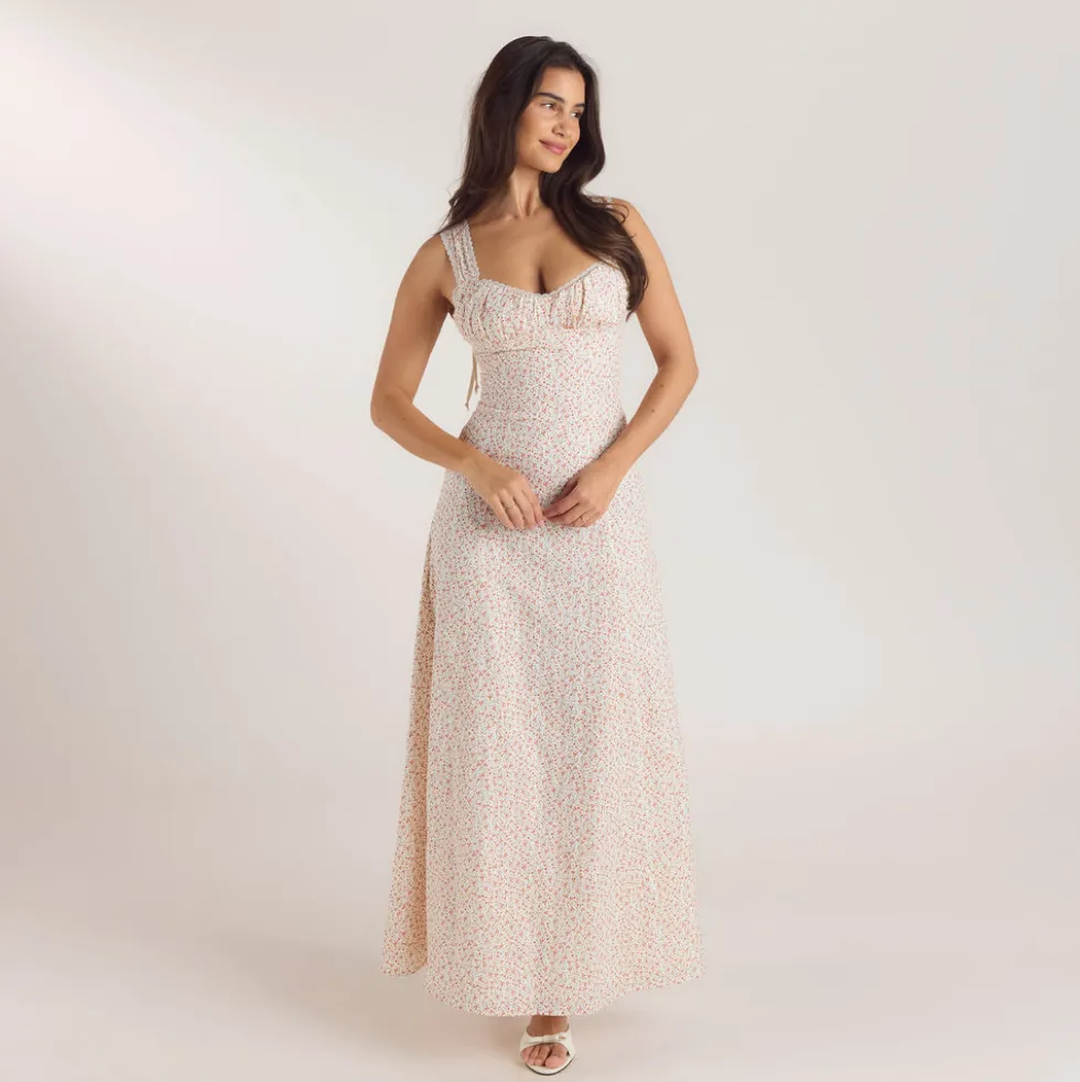 Robe Maxi Corset - Crème Florale