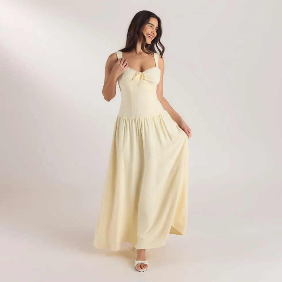 Robe Maxi Taille Basse - Jaune Citron