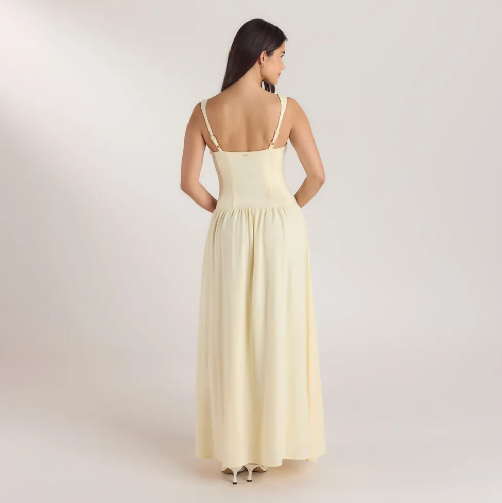 Robe Maxi Taille Basse - Jaune Citron