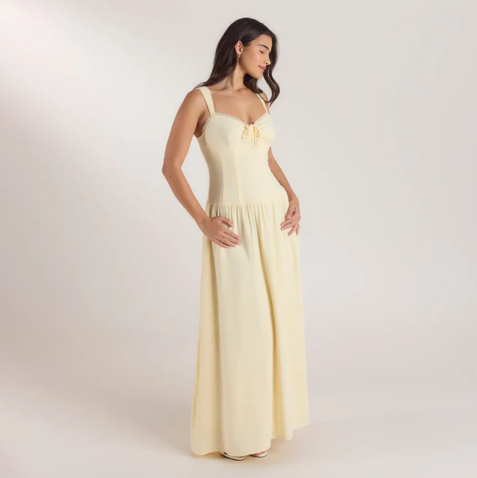 Robe Maxi Taille Basse - Jaune Citron