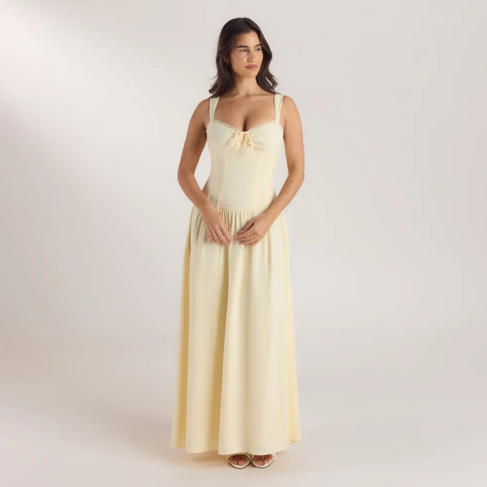 Robe Maxi Taille Basse - Jaune Citron