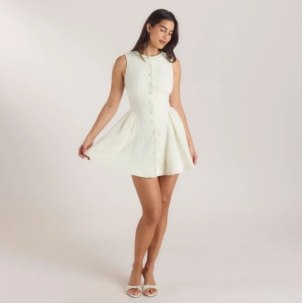 Robe Mini Brodée - Crème