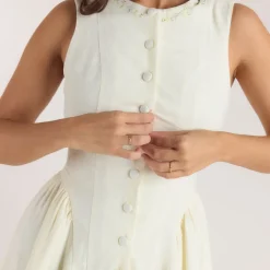 Robe Mini Brodée - Crème