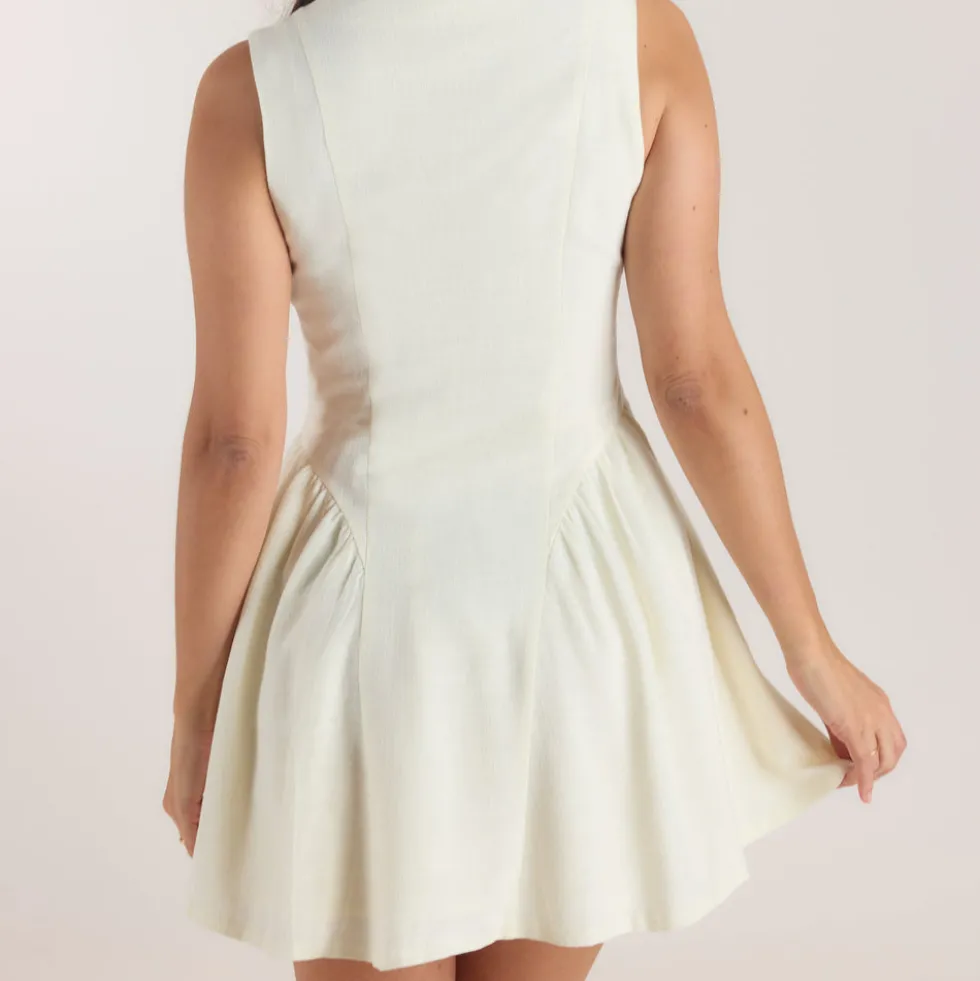 Robe Mini Brodée - Crème