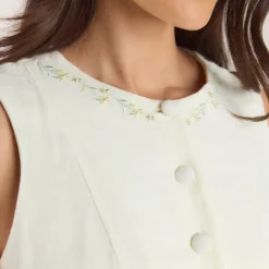 Robe Mini Brodée - Crème