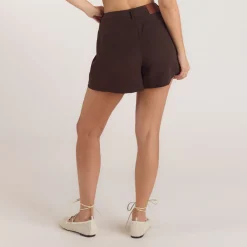 Short Ajusté Taille Haute - Chocolat