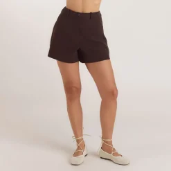 Short Ajusté Taille Haute - Chocolat