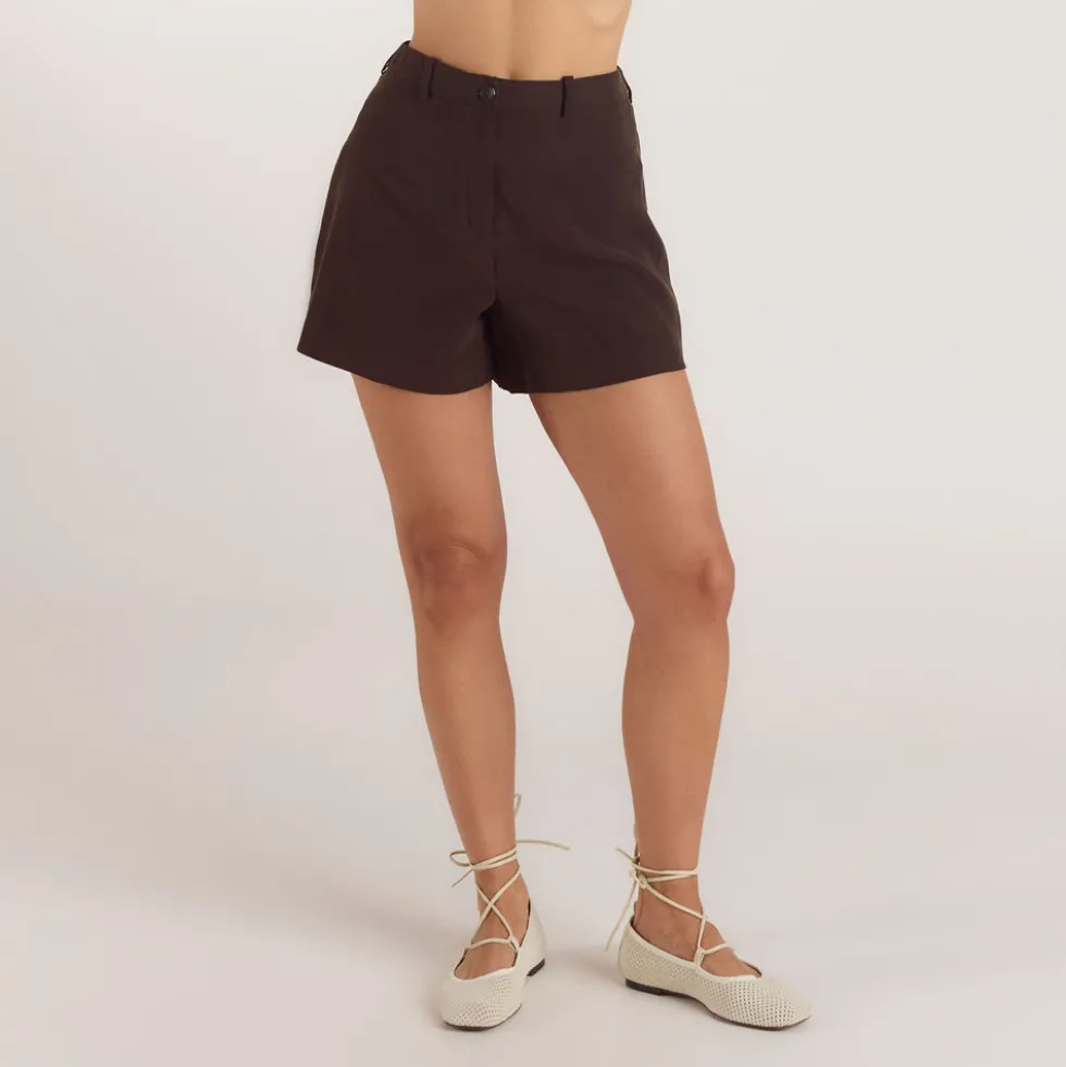 Short Ajusté Taille Haute - Chocolat