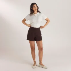 Short Ajusté Taille Haute - Chocolat