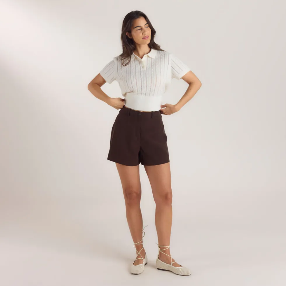 Short Ajusté Taille Haute - Chocolat