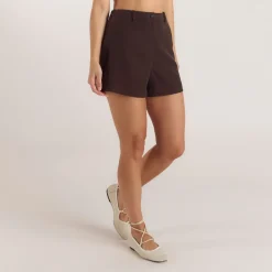 Short Ajusté Taille Haute - Chocolat