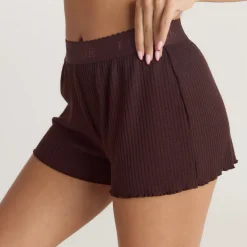 Short de Pyjama Soft Waffle - Chocolat Noir