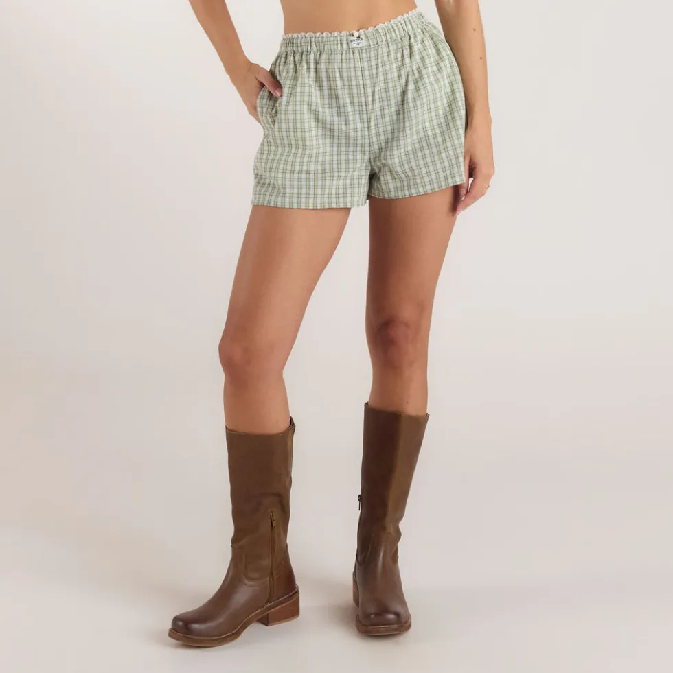 Short en Coton à Carreaux - Vert