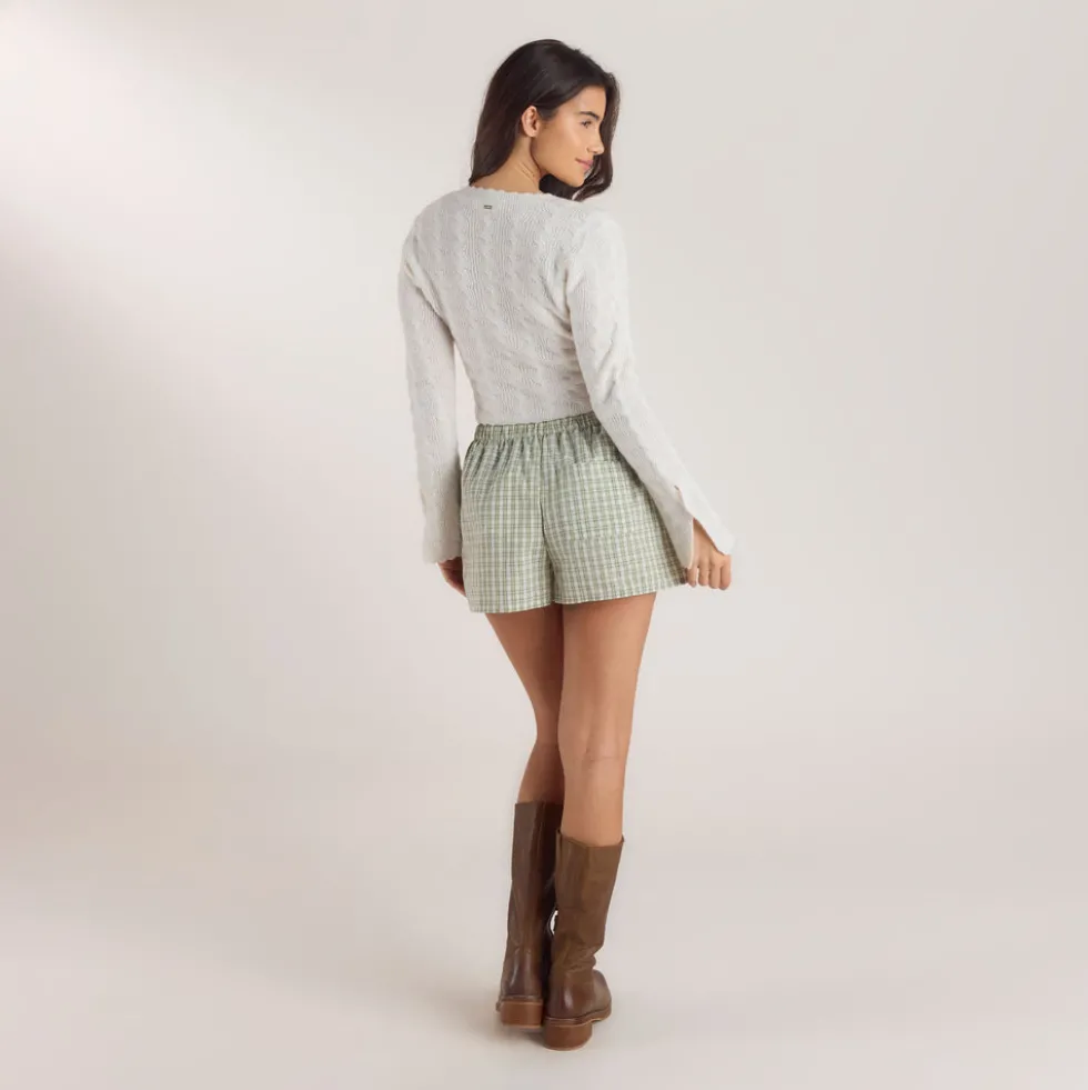 Short en Coton à Carreaux - Vert