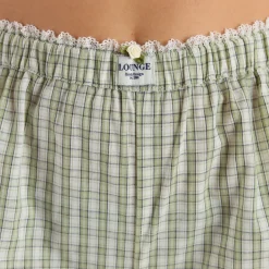 Short en Coton à Carreaux - Vert