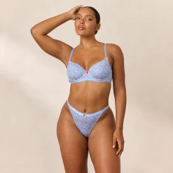Soutien-gorge Côtelé Rosebud Balcony - Bleu Floral
