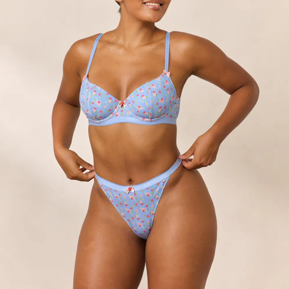 Soutien-gorge Côtelé Rosebud Balcony - Bleu Floral