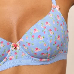 Soutien-gorge Côtelé Rosebud Balcony - Bleu Floral