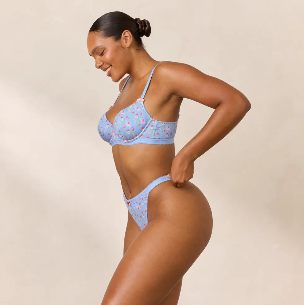 Soutien-gorge Côtelé Rosebud Balcony - Bleu Floral