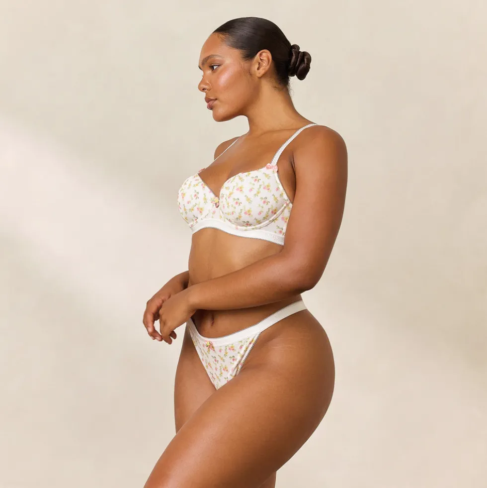 Soutien-gorge Côtelé Rosebud Balcony - Blanc Floral