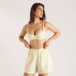 Soutien-Gorge en Coton Rayé - Jaune