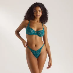 Soutien-gorge Flocked Floral - Bleu Sarcelle