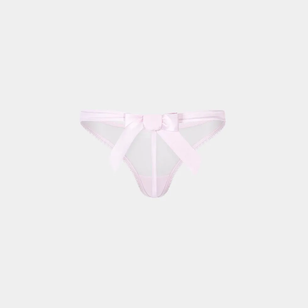 String à Nœud Satiné - Rose