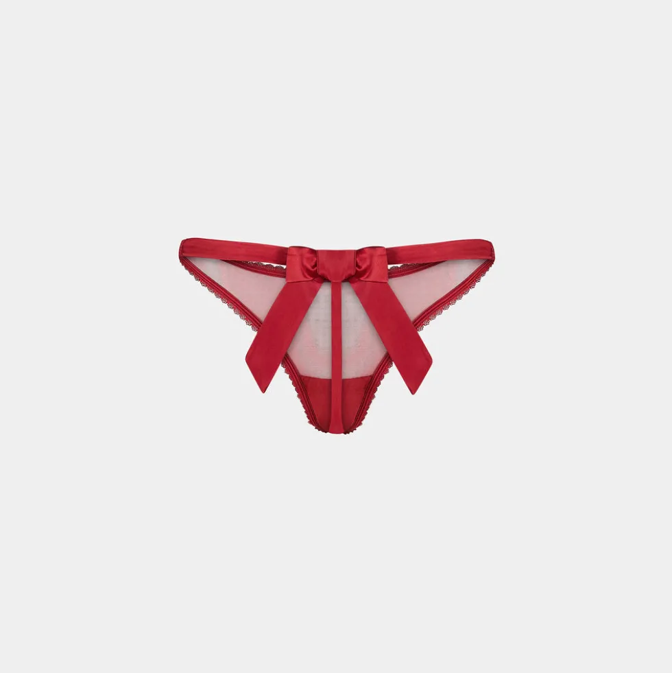 String à Nœud Satiné - Rouge
