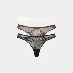 Strings en Dentelle Blossom (Lot de 3) - Noir