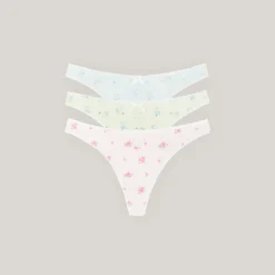 Strings en Pointelle (lot de 3) - Motif Pastel
