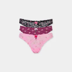 Strings Imprimés (Pack de 3) - Imprimé Rose