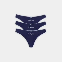 Strings Slogan (Pack de 3) - Bleu Marine