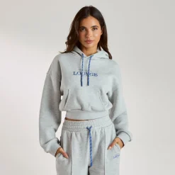 Sweat à Capuche Court - Gris chiné