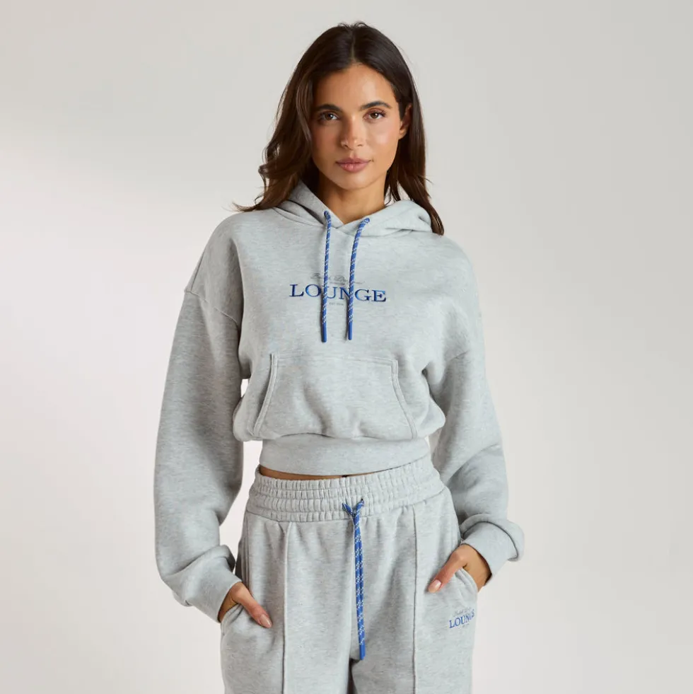 Sweat à Capuche Court - Gris chiné