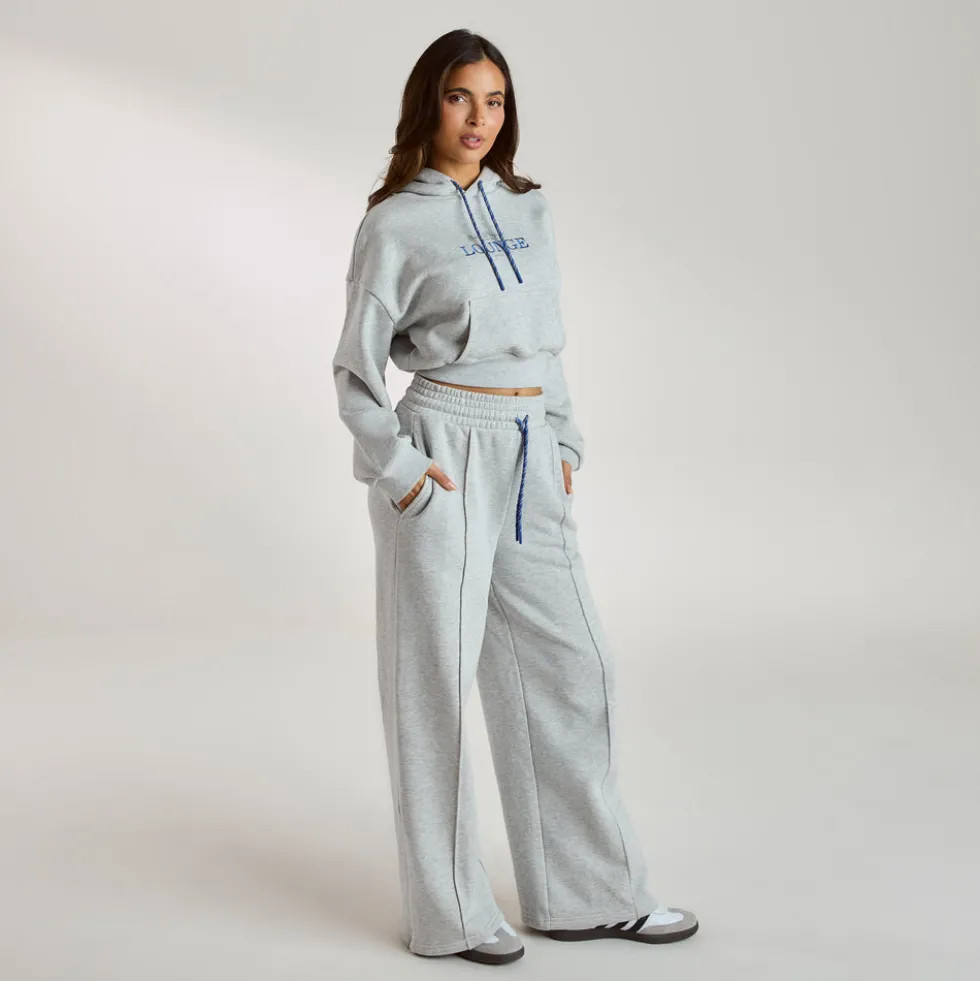 Sweat à Capuche Court - Gris chiné