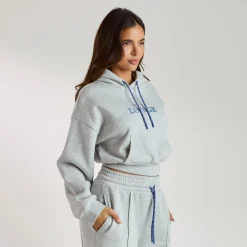 Sweat à Capuche Court - Gris chiné